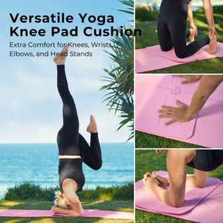 NOLAVA 6 - Piece Pink TPE Yoga Mat Set with Knee Pad Cushion, Yoga Blocks, Stretch Strap & Mat Slap Band – The Ultimate Yoga Bundle for Comfort, Style, and Motivation - Nolava Designs