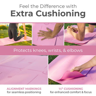 NOLAVA 6 - Piece Pink TPE Yoga Mat Set with Knee Pad Cushion, Yoga Blocks, Stretch Strap & Mat Slap Band – The Ultimate Yoga Bundle for Comfort, Style, and Motivation - Nolava Designs