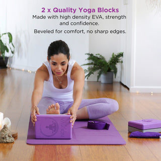 NOLAVA 7 - Piece Purple Yoga Mat Set – Complete Yoga Starter Kit for Home Workouts - Nolava Designs
