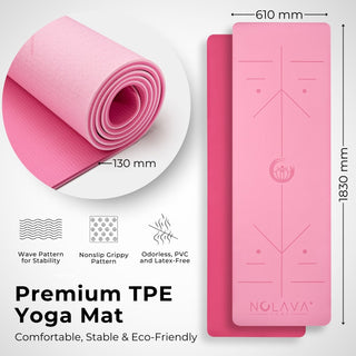 Pink Yoga Mat, Thick large yoga mat, Yoga Mat with Alignment Markings, Eco Friendly Yoga Mat, Biodegradable yoga mat,light to carry yoga mat, non slip yoga mat, tear resistant yoga mat
