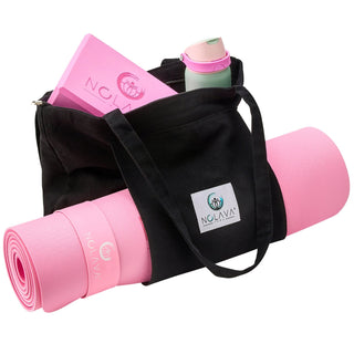 NOLAVA Pink TPE Yoga Mat with Carry Tote – 72"x24", Non - Slip, Eco - Friendly, 1/4" Thick – Includes Slap Band & Storage Sleeve for Yoga, Pilates & Home Workouts - Nolava Designs