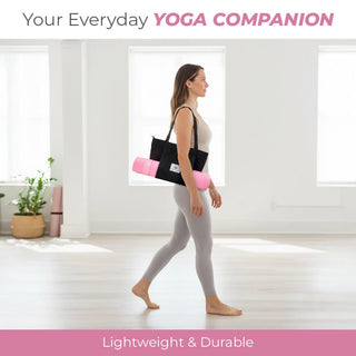 NOLAVA Pink TPE Yoga Mat with Carry Tote – 72"x24", Non - Slip, Eco - Friendly, 1/4" Thick – Includes Slap Band & Storage Sleeve for Yoga, Pilates & Home Workouts - Nolava Designs