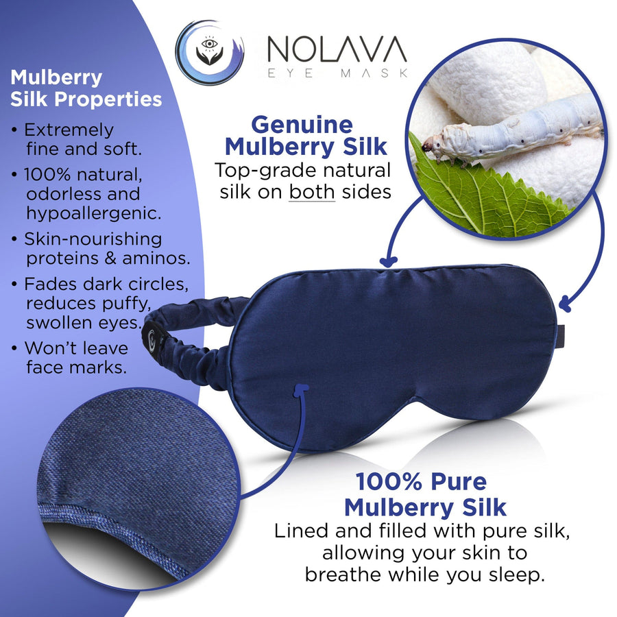 NOLAVA 100% Pure Mulberry Silk Sleep Eye Mask, eye mask, silk mask, mask for sleeping, Luxe Silk Eye Cover, Gel Eye mask, Warm Compress, Cool Gel Pack, Light blocking, Adjustable silk band, Beautiful Sleep Gift for Women, gift for Moms, gift for Men, relaxing, eye pillow for yoga, yoga, ayurveda, ayurvedic, healing pillow, headache, pressure pillow